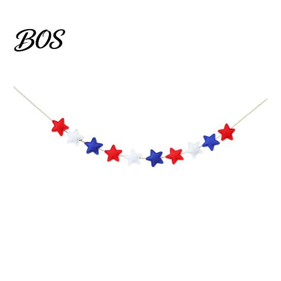 Durable Party Banner Patriotic Garland for 4th of July Decorations, Red White Blue Hanging Detachable Bunting Memorial Day, Veterans Independence Day