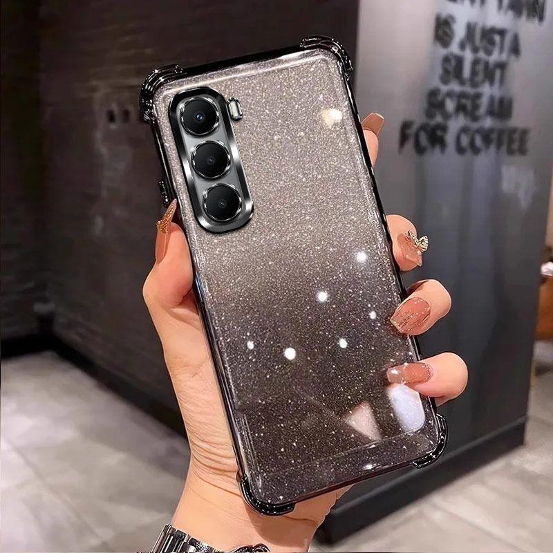 Роскошный прозрачный чехол с блестящим покрытием для INFINIX HOT 70 60 50 40 Pro Plus 60I 50I 40I 4G 5G, противоударная защитная крышка с защитой четырех углов