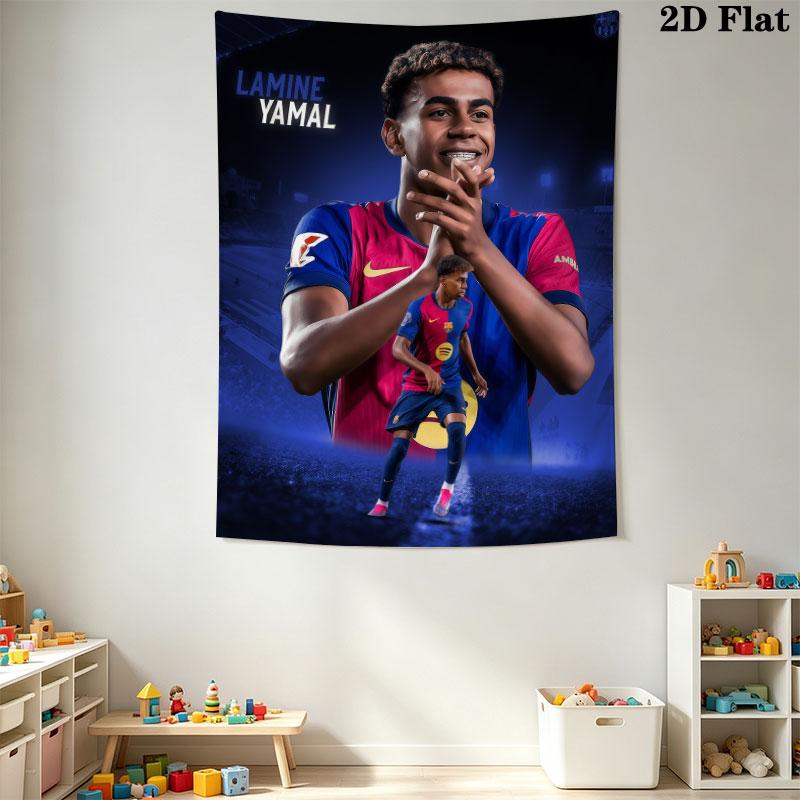 Lamine Yamal Icon Wall Hanging Printed Fabric Blanket Decorative Tapestries for Bedroom Living Room Home Decor