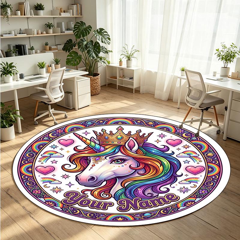 Wild Animals (392) Theme Round Crystal Velvet Rug Custom Name Text Personalized Floor Mat Home Decor Non Slip Crystal Carpet
