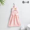 Absorbent Lint-Free Coral Fleece Pig Hanging Towel - Cute Children's Hand Towel