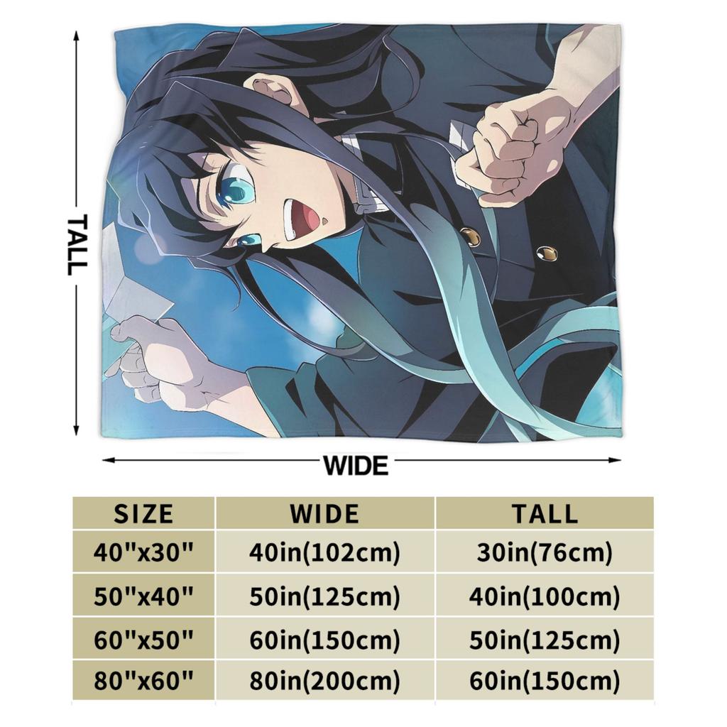 Muichiro Tokito Anime Warm Soft Blankets Airplane Travel Plush Throw Blanket Funny Couch Chair Flannel Bedspread Sofa Bed Cover