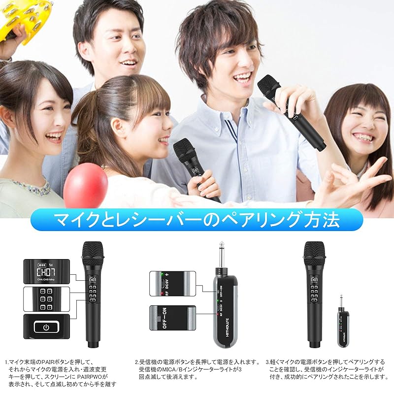 Беспроводной микрофон Kithouse UHF перезаряжаемый беспроводной караоке-микрофон 10 каналов и регулировка громкости и эха 6,35 мм приемник беспроводной ручной