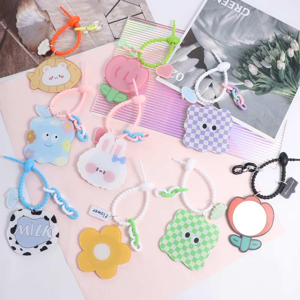 Тюльпан Цветок Портативное Зеркальце для Макияжа Брелок Маленький Мишка Маленький Мишка Косметика Брелок Украшение