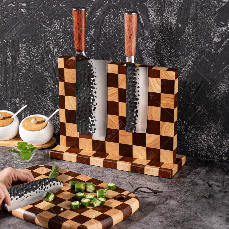 Магнитный держатель для ножей из акации, домашняя кухня, магнитные подставки с сильным усиленным многофункциональным хранением, держатель для ножей