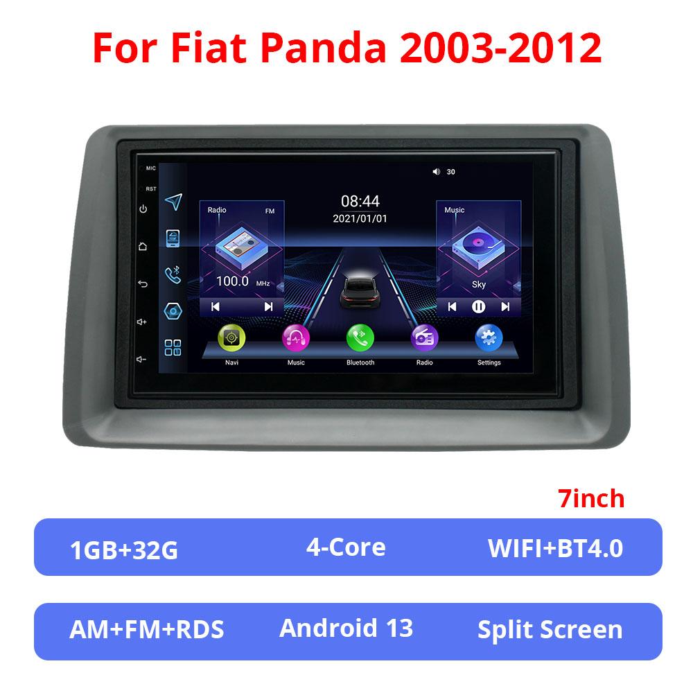7-дюймовый Android 13 GPS автомобильный мультимедийный проигрыватель для Fiat Panda 2003-2012 без DVD беспроводной Carplay и Android Auto 4G WIFI BT 5.0 FM GPS