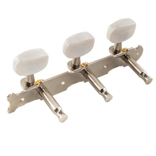 Musiclily Pro Acoustic Guitar Tuner Set, White Button Nickel