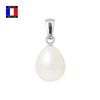 Compagnie Générale Des Perles - Articulated Pendant - Genuine Pear Cultured Pearl 9-10 Mm - 18 Carat White Gold - Women's Jewelry