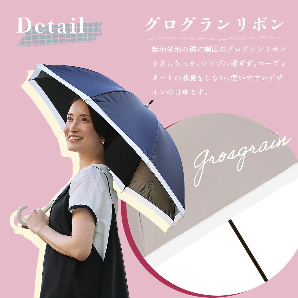 Ogawa Длинный Зонт от Солнца с Блокировкой УФ-лучей Подходит для Солнца и Гросгрейн Простой Идеальный Подарок для или в качестве Праздника LINEDROPS 57412 Женский Зонт, Коэффициент