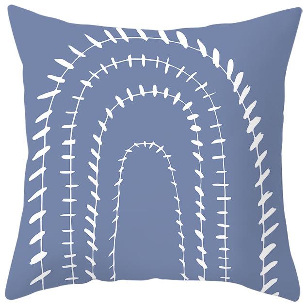 Nordic Blue and Purple Abstract Geometric Pillowcase Peach Leather Velvet Printed Home Fabric Sofa Pillow Cushion Cover