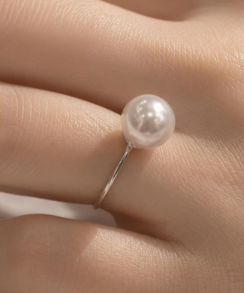 Helene Jewelry Кольцо Miss из стерлингового серебра 925 пробы со Swarovski 9 мм и кольцо Серебряная нить (Тип Б)