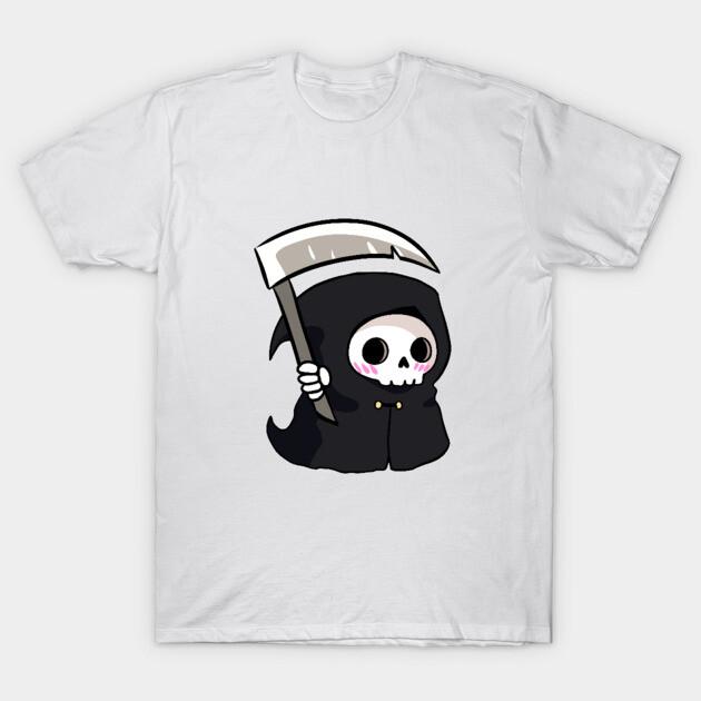 Asian Size Cotton Unisex Tshirt Print T-shirt Cute Little Grim Reaper T-shirt No-Cut Print Regular Fit