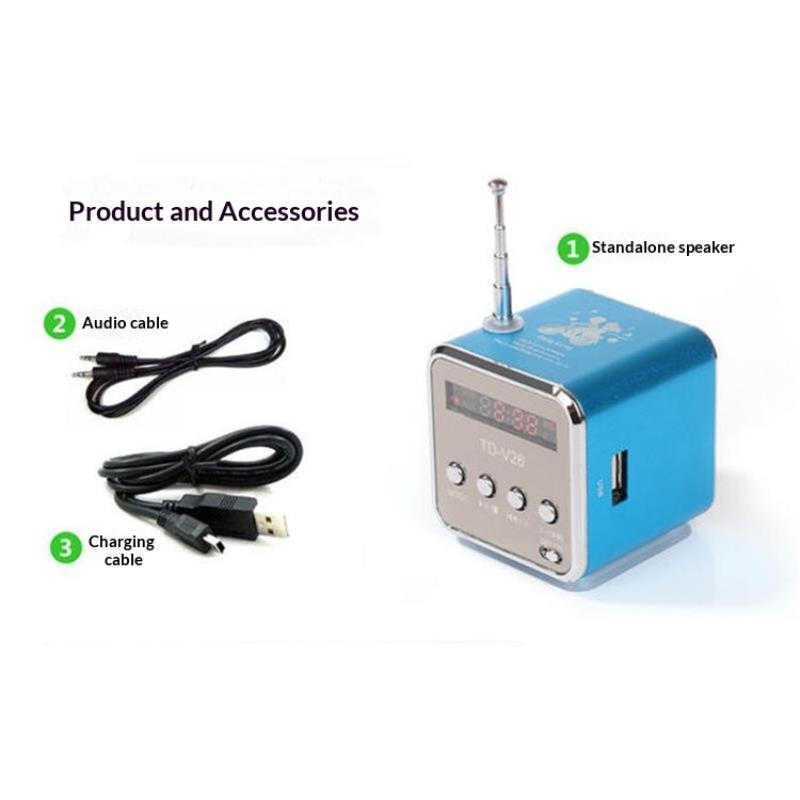 Портативная мини Bluetooth-колонка TD-V26 с экраном, FM-радио, MP3-плеером, поддержка TF-карты, для ноутбука, телефона