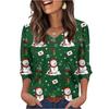 Women's Fashionable Casual Christmas Printed V-neck Top