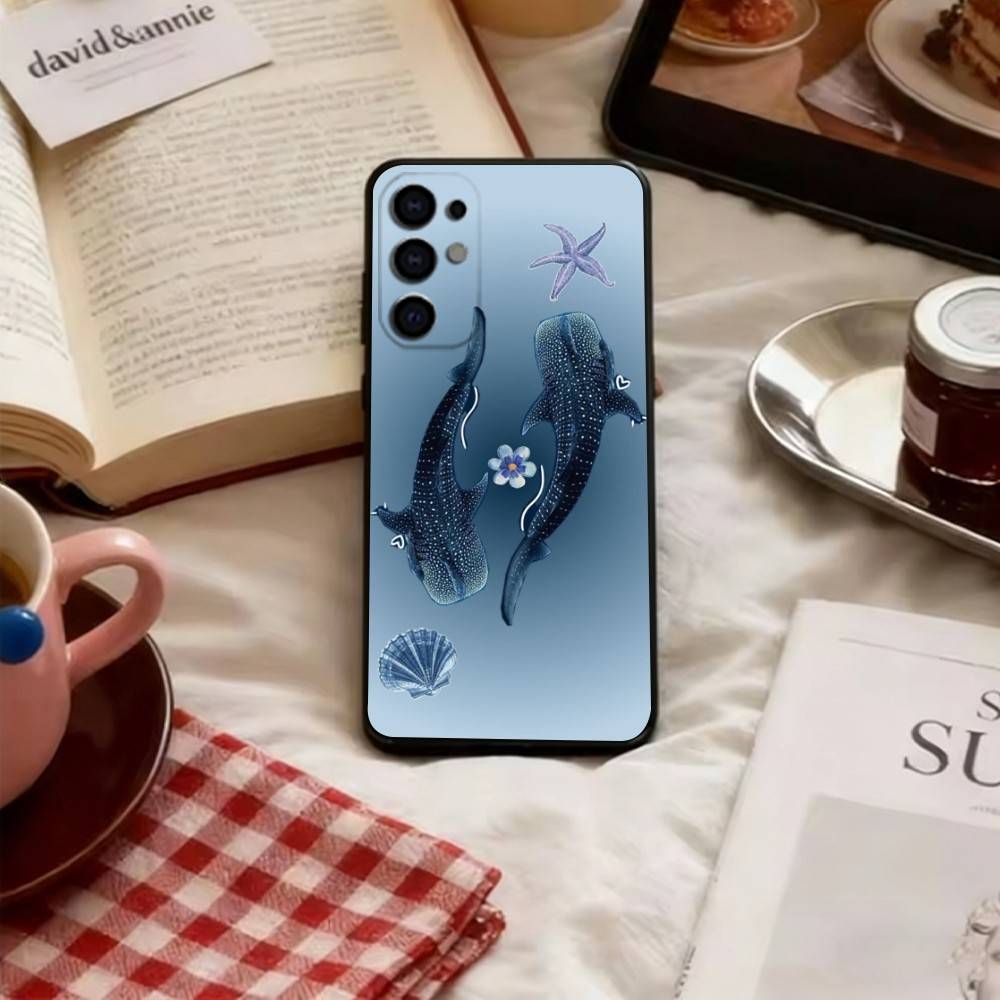 Чехол для телефона с узором кита для Samsung S25, S24, S21, S22, S23, S30, Ultra, S20, Plus, Fe, Lite, Note, 10, Мягкий черный чехол