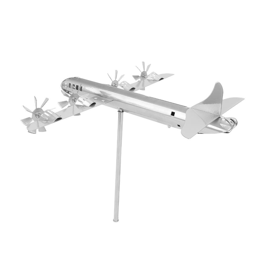 8pcs Iron Metal Wind Spinner Silver Garden Windmill Decor Airplane Windmill Garden Yard Patio