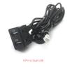 4 6 Pin Dual USB Type-C Panel Car Dash Flush Mount 3.5mm AUX RCA Charger Data Cable Adapter for Android Multimedia Radio Player