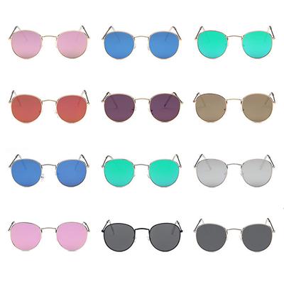 Солнцезащитные очки Shade Round Frame Trend Anti-UV Glass Accessories Красочные светоотражающие модные женские ручные работы