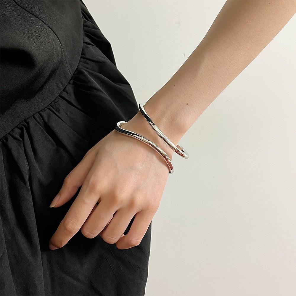 Europe American Style Wide Irregular Open Bangle Double-layer Exaggerated Bracelet Girls