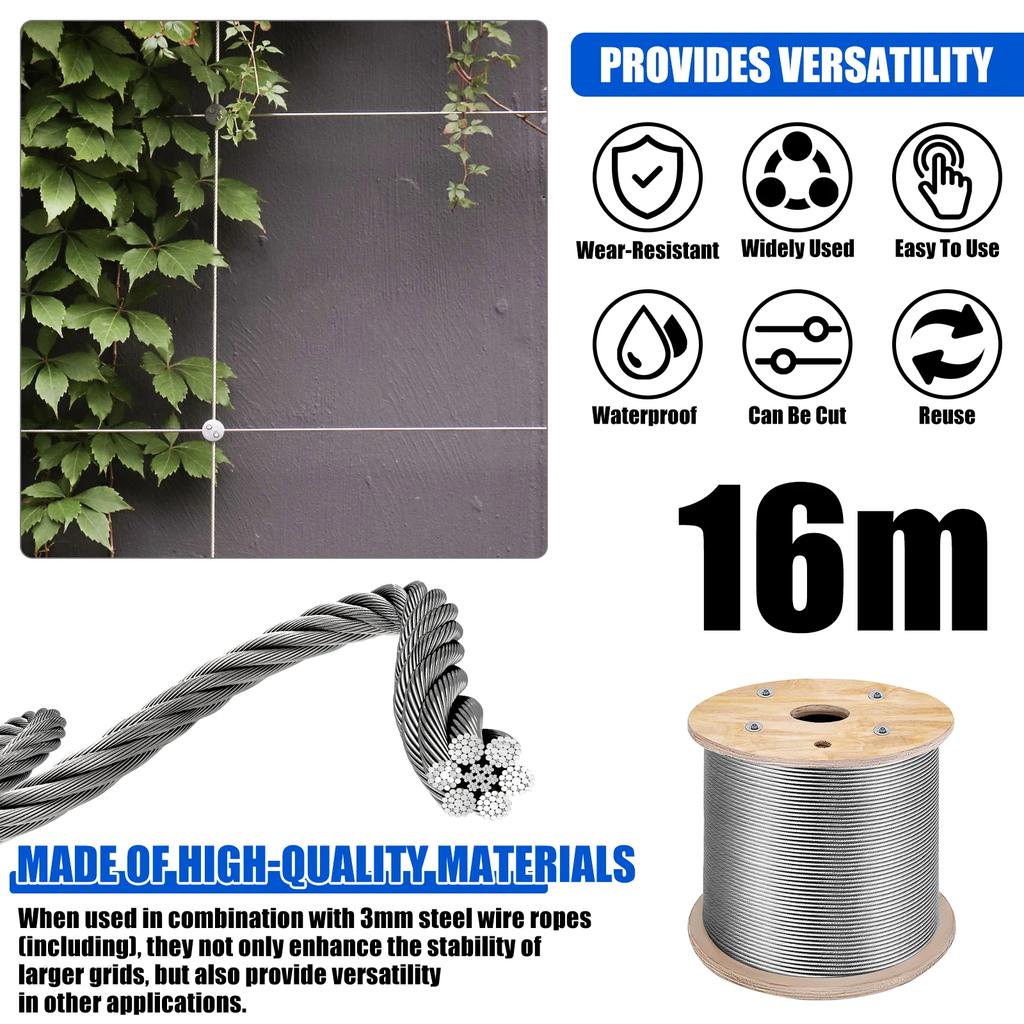 Комплект проволочной шпалеры из нержавеющей стали для лазающих растений, прочные кабельные зажимы с крестовой головкой, замена настенной шпалеры с расширением 2025