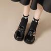 Маленькие кожаные туфли женские в британском стиле 2025 новая осень и зима бархатные jk с юбкой лоферы универсальные платформа женская обувь
