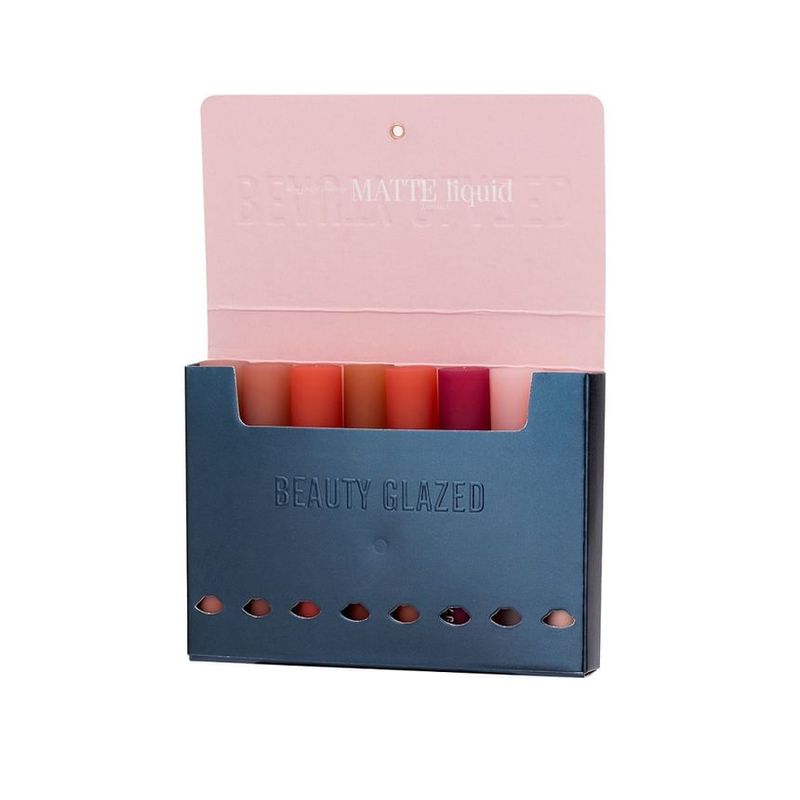 BEAUTY GLAZED - Набор из 8 штук: Матовая жидкая помада + Масло для губ + Бальзам для губ