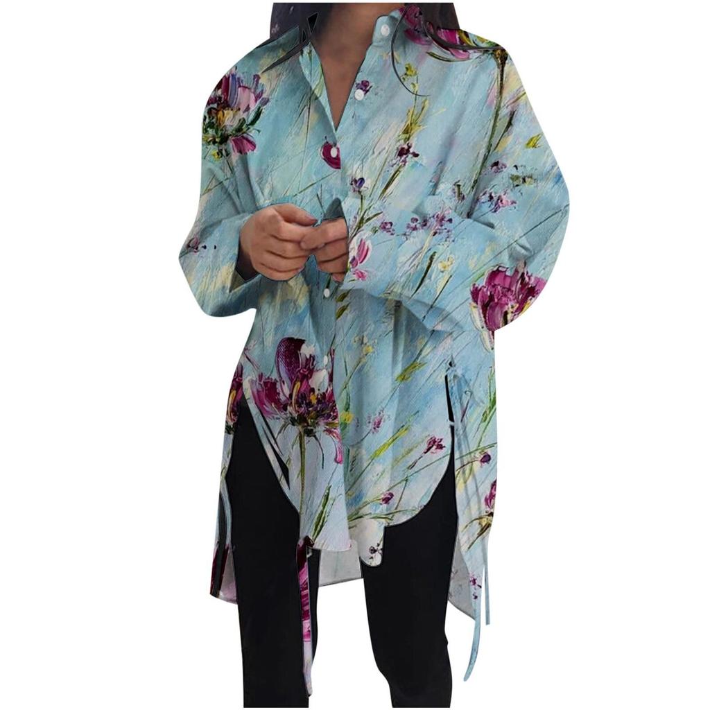 GMXIA Свободная утягивающая рубашка на шнуровке с короткой передней частью и длинной спиной