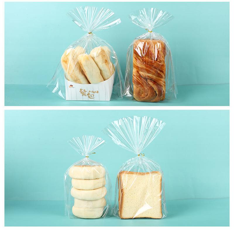 100pcs Transparent Bread Packaging Bags Kitchen Durable Baking Pouches Party Favors
