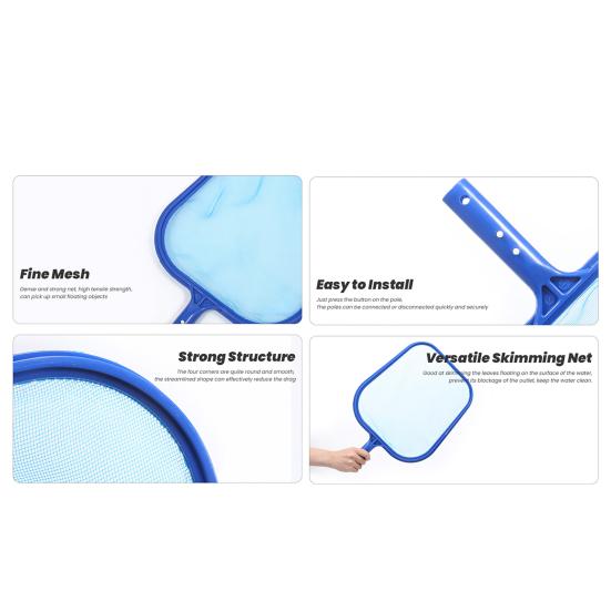 Скиммерная сетка с регулируемой телескопической алюминиевой опорой. Простая установка. Скиммерная сетка для бассейна. Сверхтонкие скиммерные грабли.
