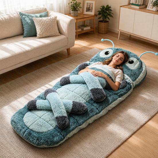 Yousheng Funny Caterpillar Sleeping Bag, Wearable Hugging Cocoon Lounger, Full Body Wrap, Cozy Sleep Sack for Naps Reading Dorm Travel