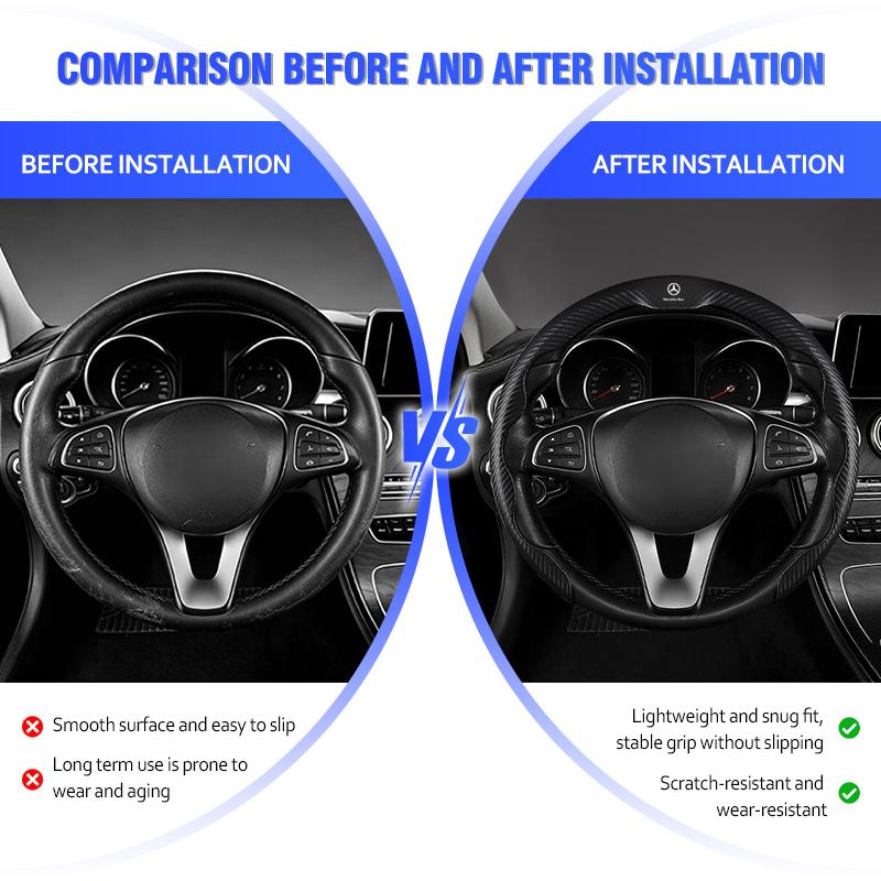 D4Car Steering Wheel Handle Cover Anti-skid Steering Wheel For Mercedes Benz C180 C300 W124 W176 W177 C200 C260 GLC CLE CLA AMG