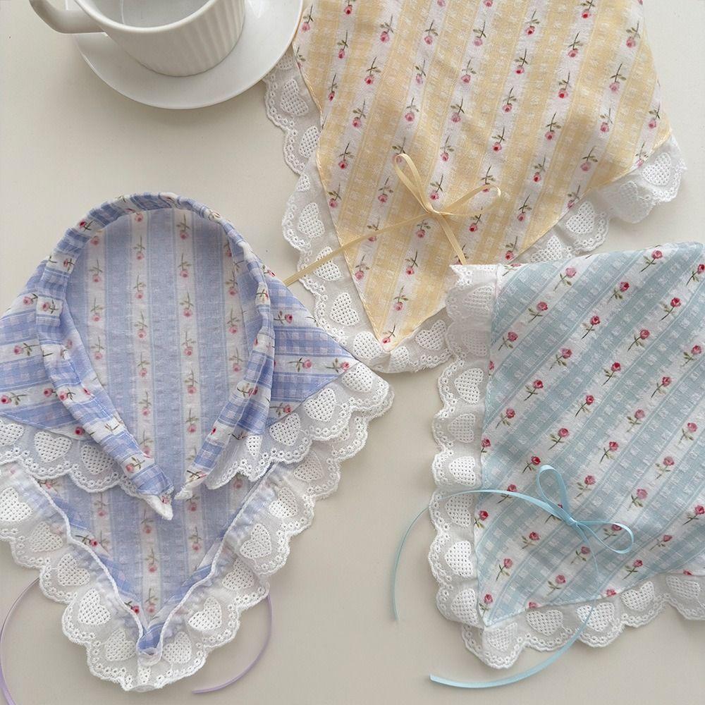 Seersucker Hair Scarf Bowknot Headband Turban Sweet Beach Vacation Hair Accessories for Girl Women