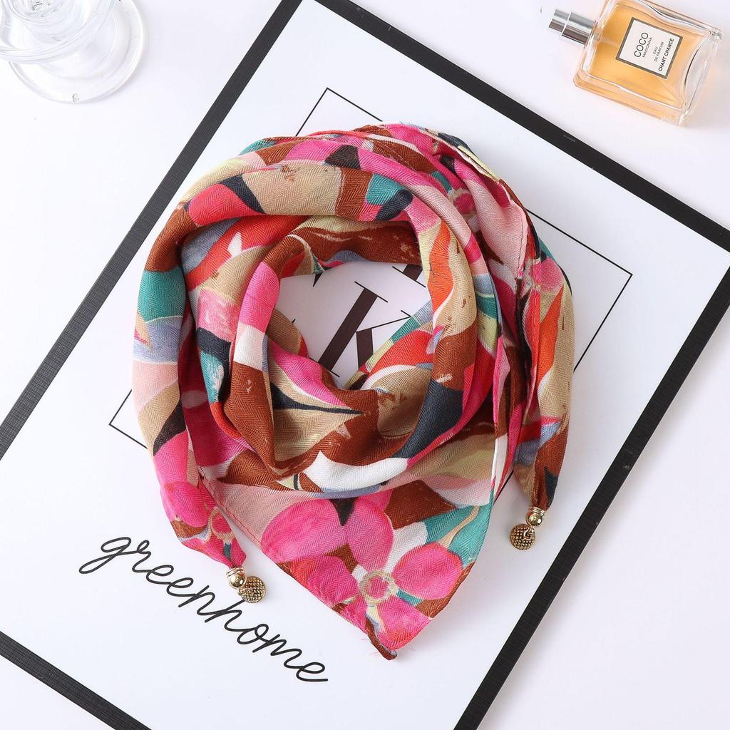 Осенне-зимний шелковый шарф в западном стиле с корейским акцентом в виде магнитного золотого шарика