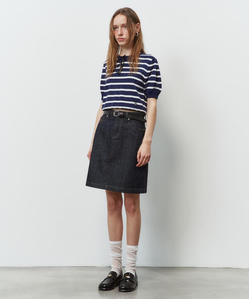 Plack Woman Classic Midi Denim Skirt 051 Low