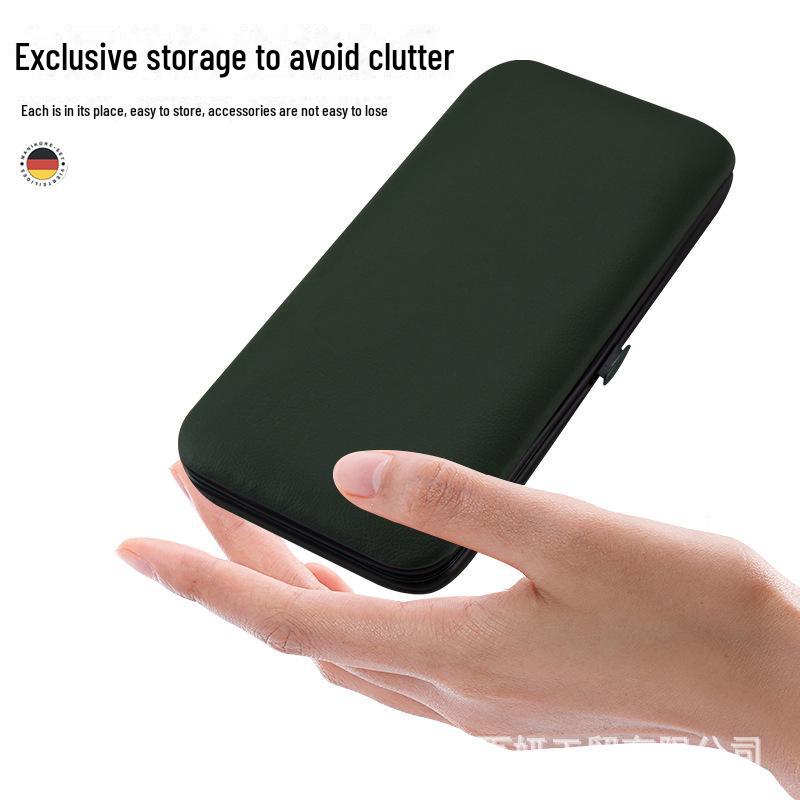 "Green Manicure Tool Set: Professional Nail Clippers & Dead Skin Scissors with Storage Box"