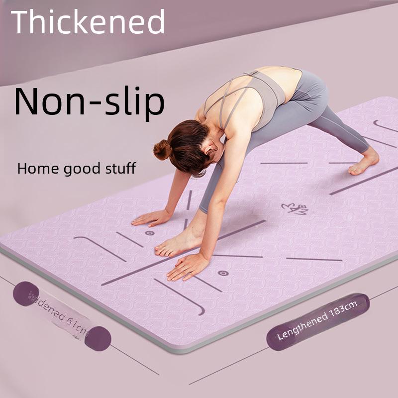 Thick Non-Slip TPE Yoga Mat for Men - Shock Absorbing, Silent, Double-Layer Fitness Mat