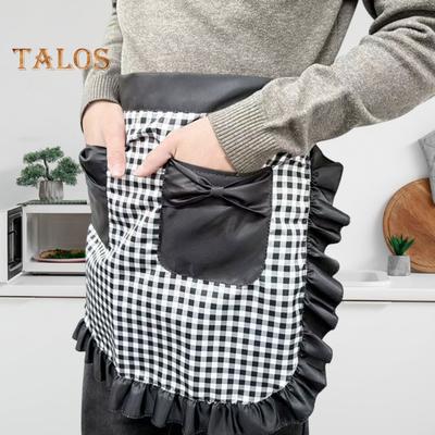 Кухонный фартук с двойными карманами, отделанный оборками, полуфартук с регулируемыми завязками, фартук для кондитерской промышленности в стиле вестерн