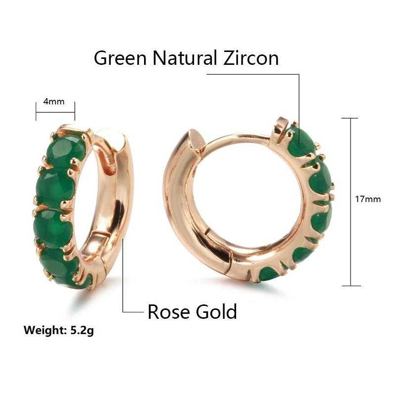 Женские серьги-кольца Kinel с опалом и зеленым цирконом, роскошные повседневные украшения цвета розового золота