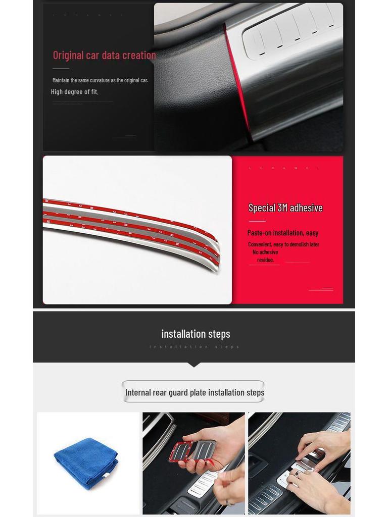 Stainless Steel Trunk Sill Strips for Porsche Macan & Cayenne Rear Bumper Interior Mods