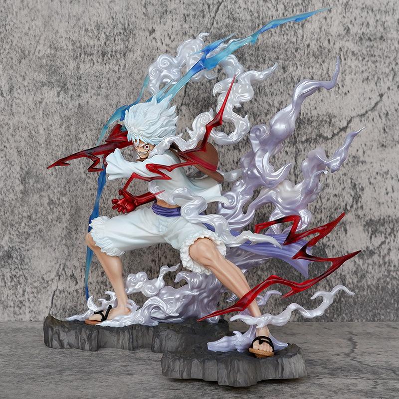 One Piece Статуэтка Луффи Гир 5 Ника Аниме Фигурка Настольная Игрушка Подарок для Мальчиков 28см Гаражные Наборы