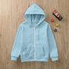 Boys Girls Children's Zip Up Hoodie Loose Solid Color Hooded Sports Shirt Sweatshirt Jacket Coats With Pocket