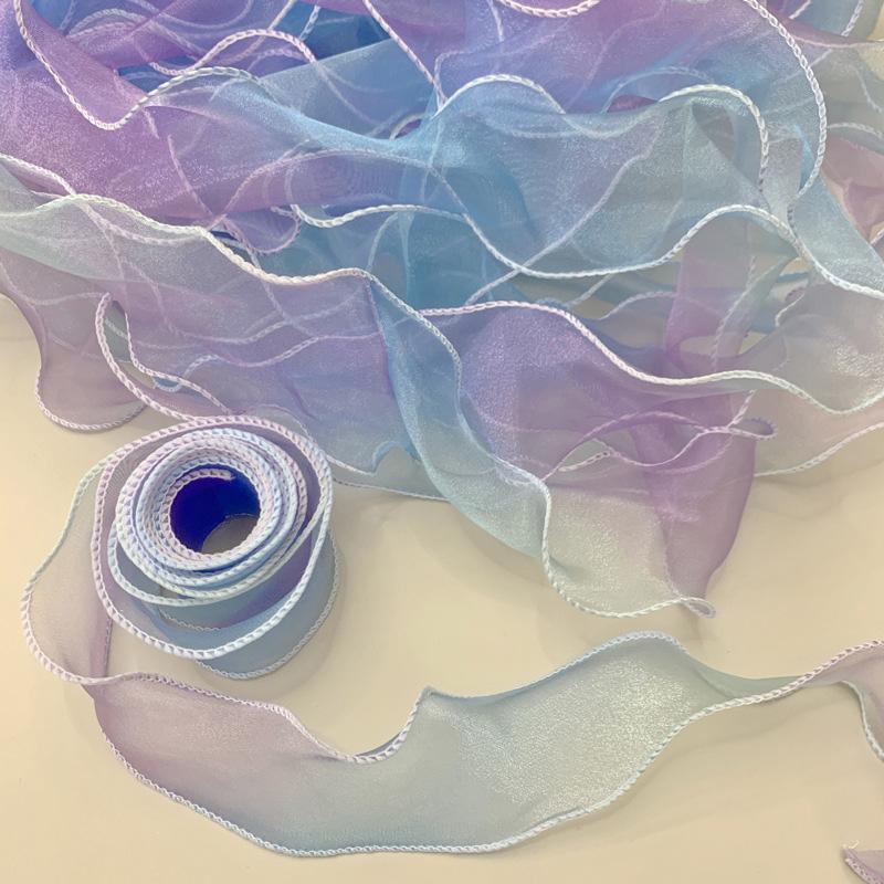 10 ярдов Волнистый край 6 см шириной Упаковка подарков Градиент Швейные принадлежности Аксессуары для рукоделия для головного убора Шляпа DIY Рыбий хвост Пряжа