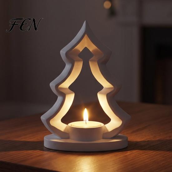 Decorative PLA Candle Holder Christmas Tree Holder, 3D Printed Tealight Stand, Rustic Tea Light Stand Farmhouse Dining Table Centerpiece for