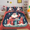 3D Microfiber Fabric Christmas Bedding Set Santa Claus Quilt Cover Pillowcase 2 or 3 EU220 * 240 Full-size Quick Drying Easy Cleaning Home Decoration