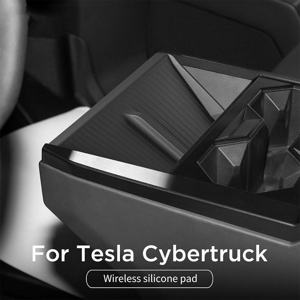 For Tesla Cybertruck 2024 2024 Wireless Charging Pad Car Phone Non-slip Charger Mat Pickup Protective Pad Car Accessories