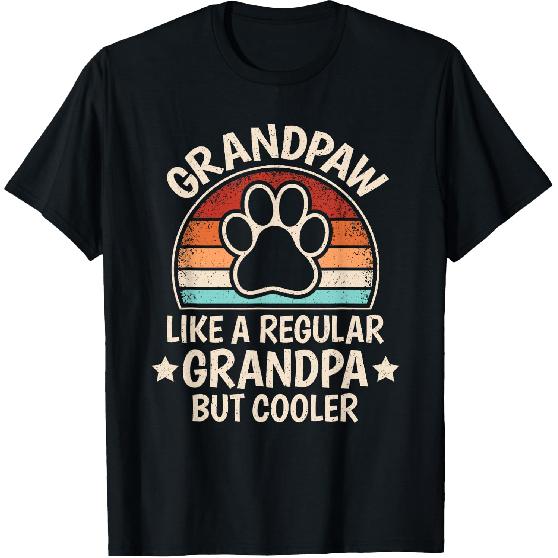 Grandpaw Dog Grandpa Grandfather Funny Grand Paw Retro Men T-Shirt