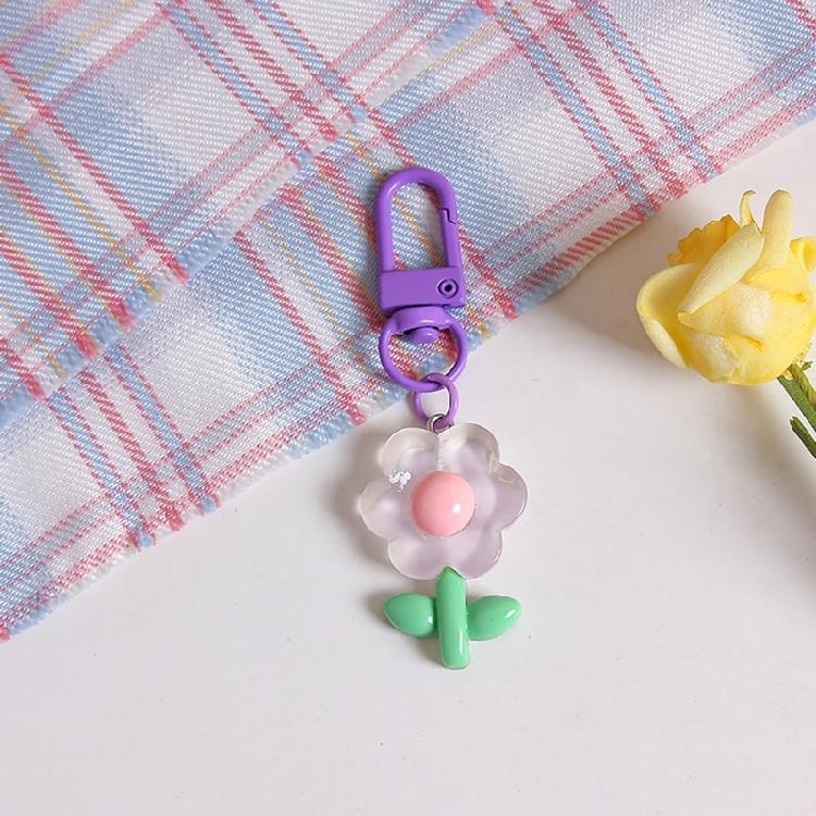 Прочный брелок для ключей с цветком из смолы Элегантный прозрачный брелок для ключей с цветком Уникальный кулон для ключей Идеально подходит для любителей природы