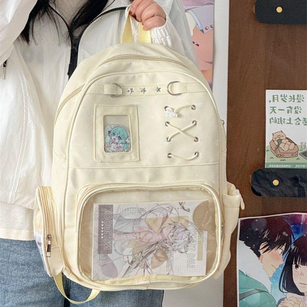 Transparent Star Print Backpack Lolita Student School Bag Fashion Transparent Ita Bag Girl