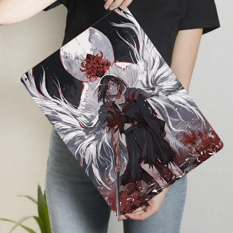 Dark Anime Girl Metal Wall ArtAngel Wings Moonlight Theme Home Decor Painting