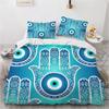 Mandala Duvet Cover Set Hamsa Hand with Inner Eye Evil Eyes Eastern Art Print Twin Bedding Set Teens King Polyester Quilt Cover